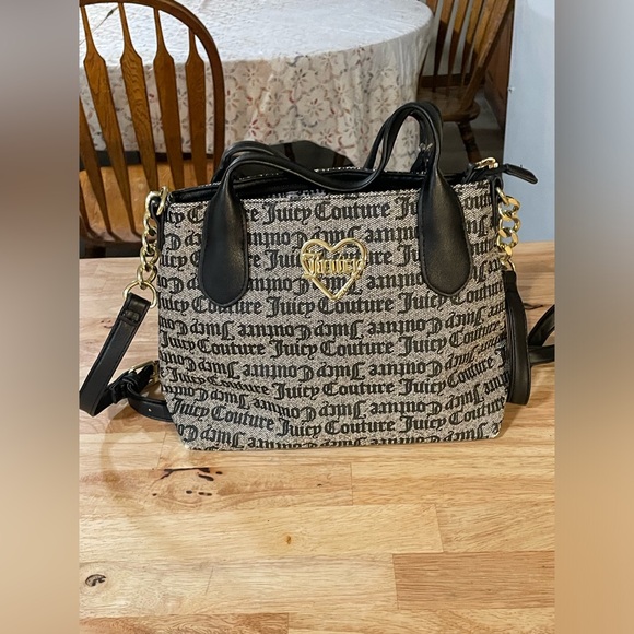Juicy Couture Crossbody black/gray double handles adjustable strap 11 x 7 in - Picture 9 of 10
